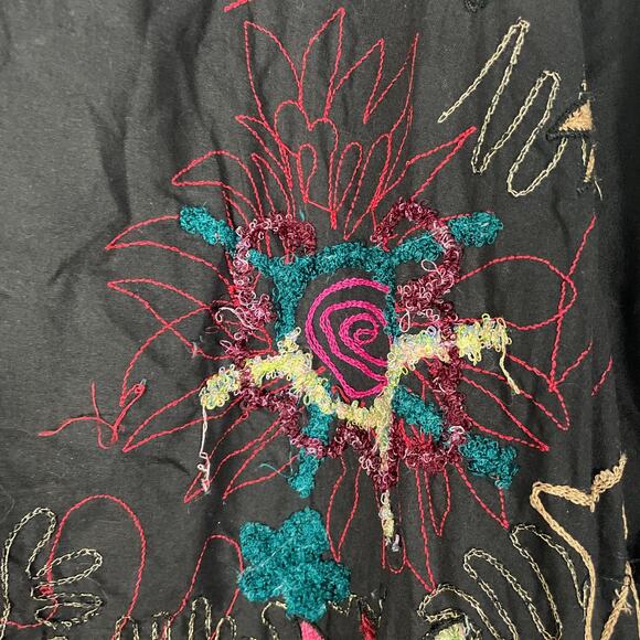 Ulla Popken Jacket Plus Size 32 34 Black Embroidered Colorful Artsy Novelty Boho - Picture 6 of 15